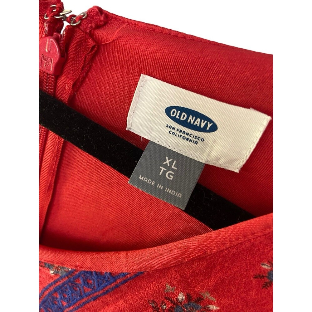 Old Navy Women Boho Floral Dress Size XL Red Peasant Festival Artisan Embroidery - Picture 4 of 13